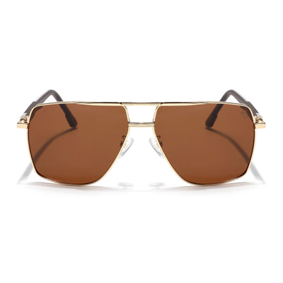 Eyejack Aviator Polarized Sunglasses for Men & Women (Brown Lens | Golden Frame - 8015PCL1976)