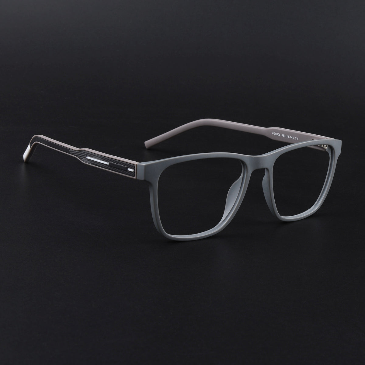 Eyejack Rush Grey Square Eyeglasses for Men & Women (1010FCL1459-C11)