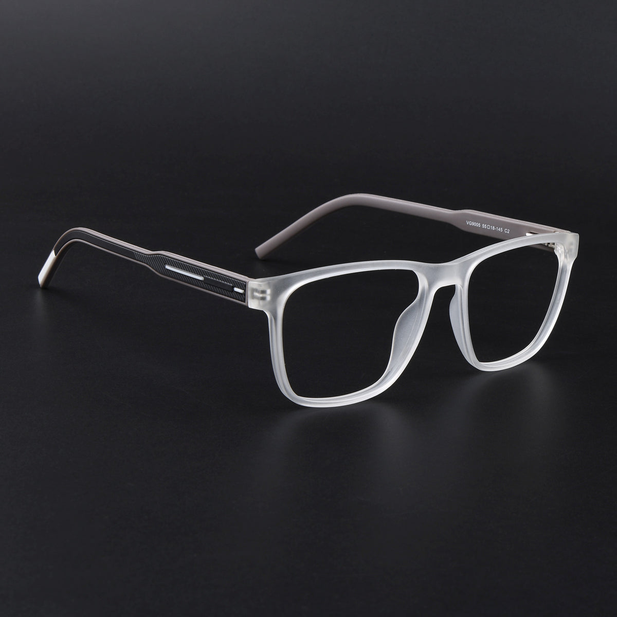 Eyejack Rush Matt Transparent Square Eyeglasses for Men & Women (1010FCL1460-C12)