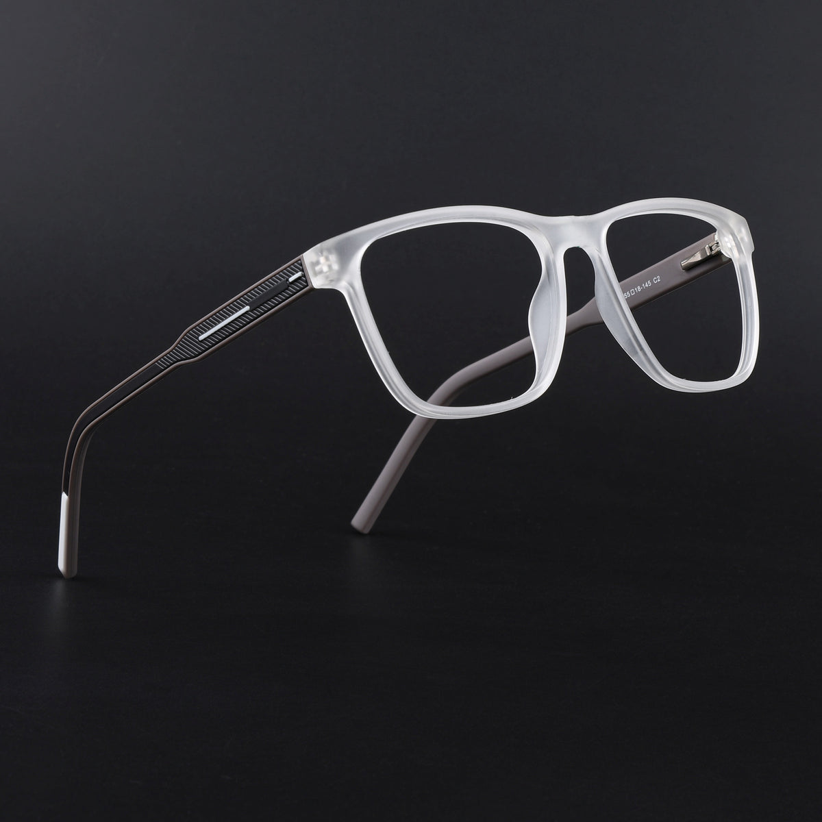 Eyejack Rush Matt Transparent Square Eyeglasses for Men & Women (1010FCL1460-C12)