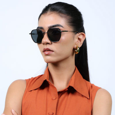 Eyejack Aura Demi Brown & Grey Hexagonal Polarized Sunglasses for Men & Women (2503PCL1488)