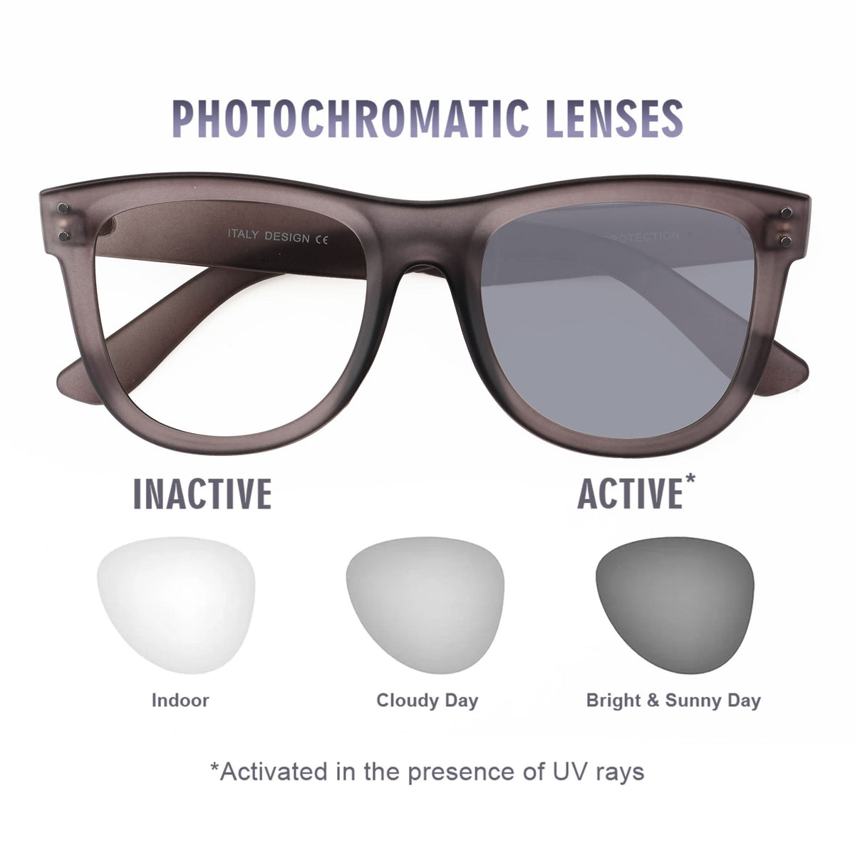 Eyejack Photochromic reverse technology Matt Grey Sunglasses (1001CL604-C6)