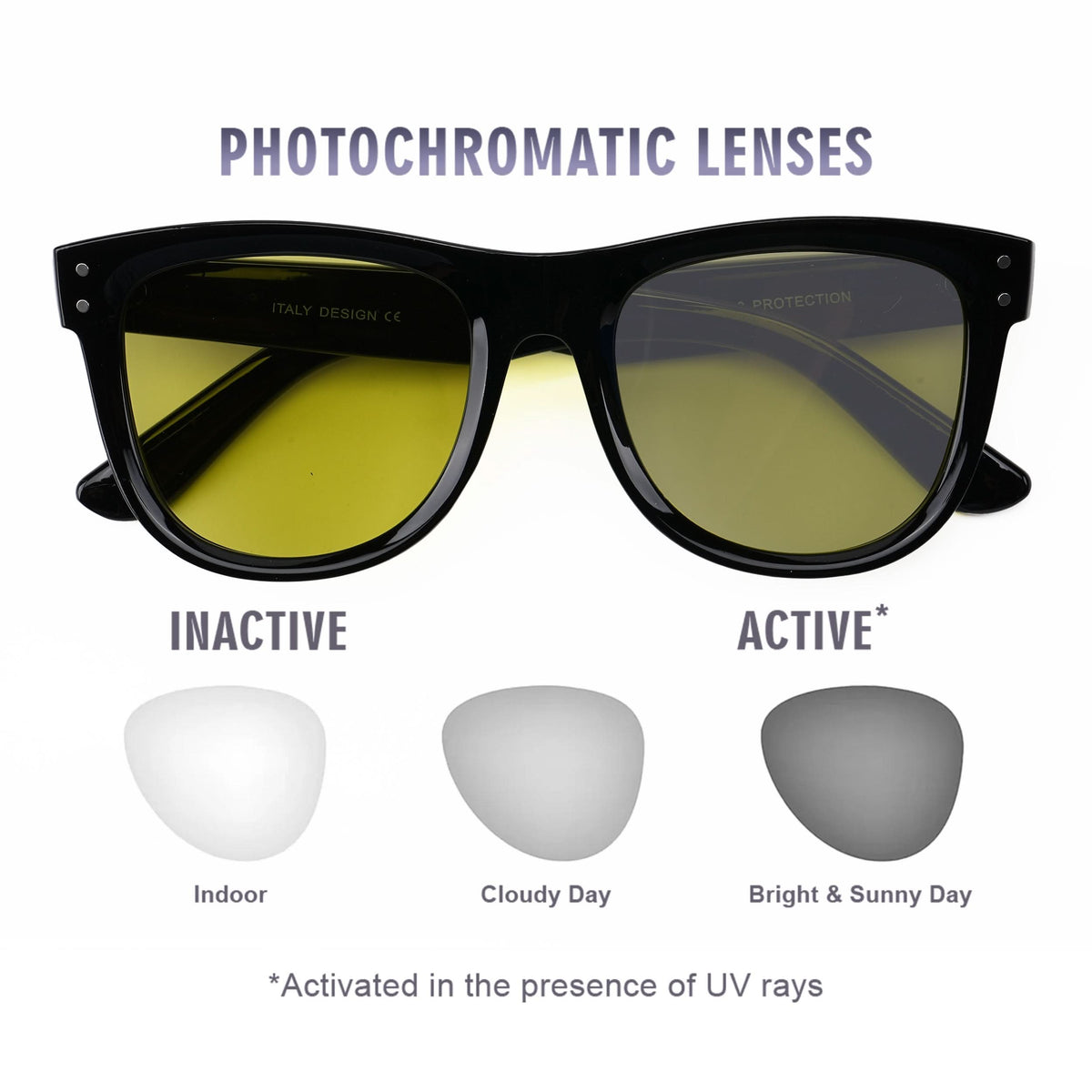Eyejack Photochromic reverse technology Shine Black Sunglasses (1001CL607-C9)