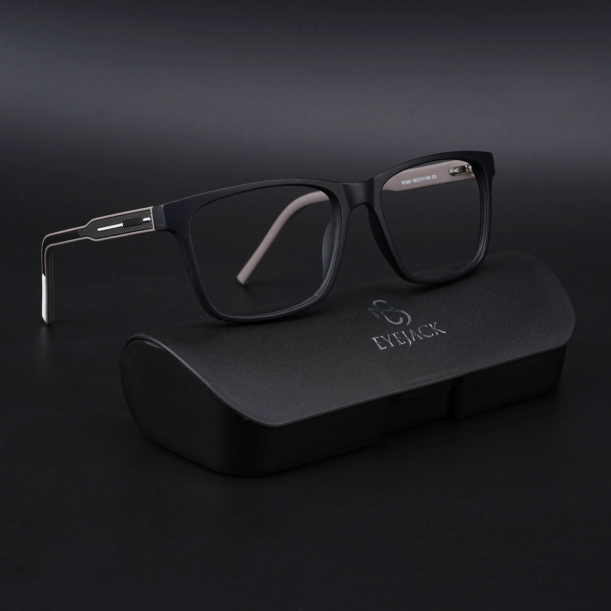 Eyejack Rush Matt Black Square Eyeglasses for Men & Women (1001CL635-C1)