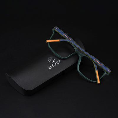 Eyejack Rush Green Square Eyeglasses for Men & Women (1001CL640-C6)