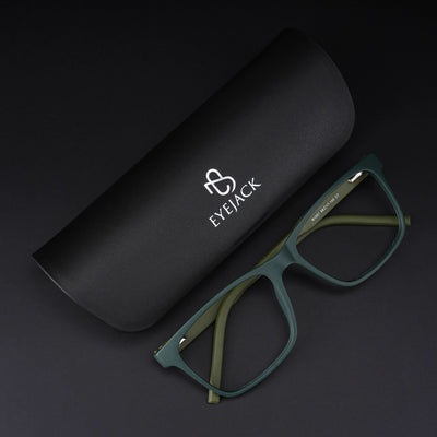Eyejack Rush Green Square Eyeglasses for Men & Women (1001CL640-C6)