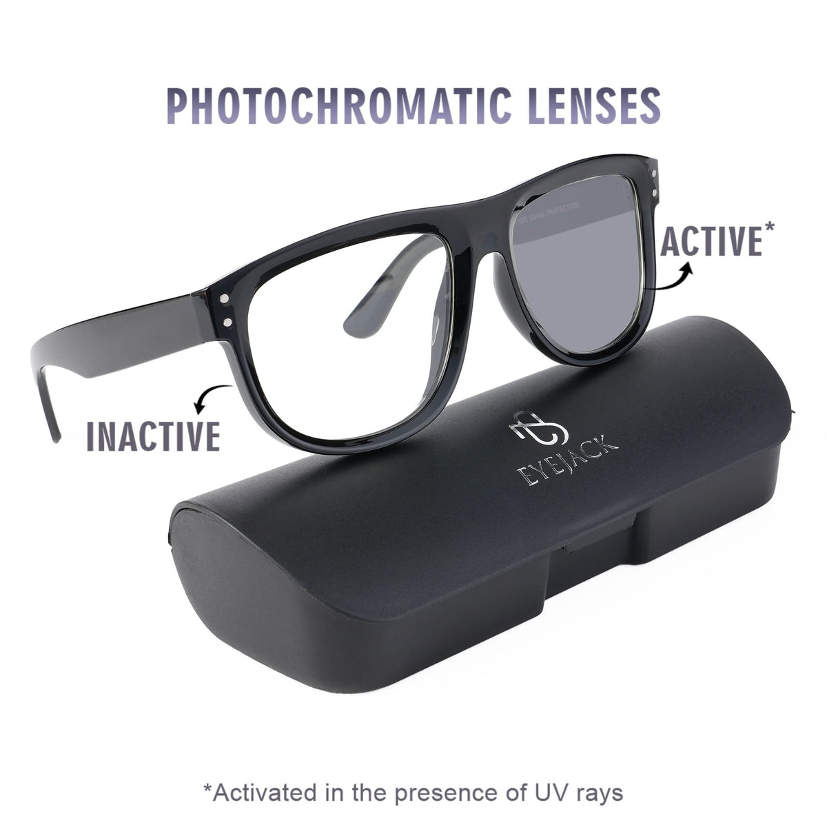Eyejack Photochromic reverse technology Shine Black Sunglasses (1002CL611-C1)