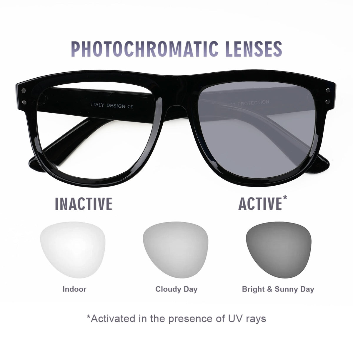 Eyejack Photochromic reverse technology Shine Black Sunglasses (1002CL611-C1)
