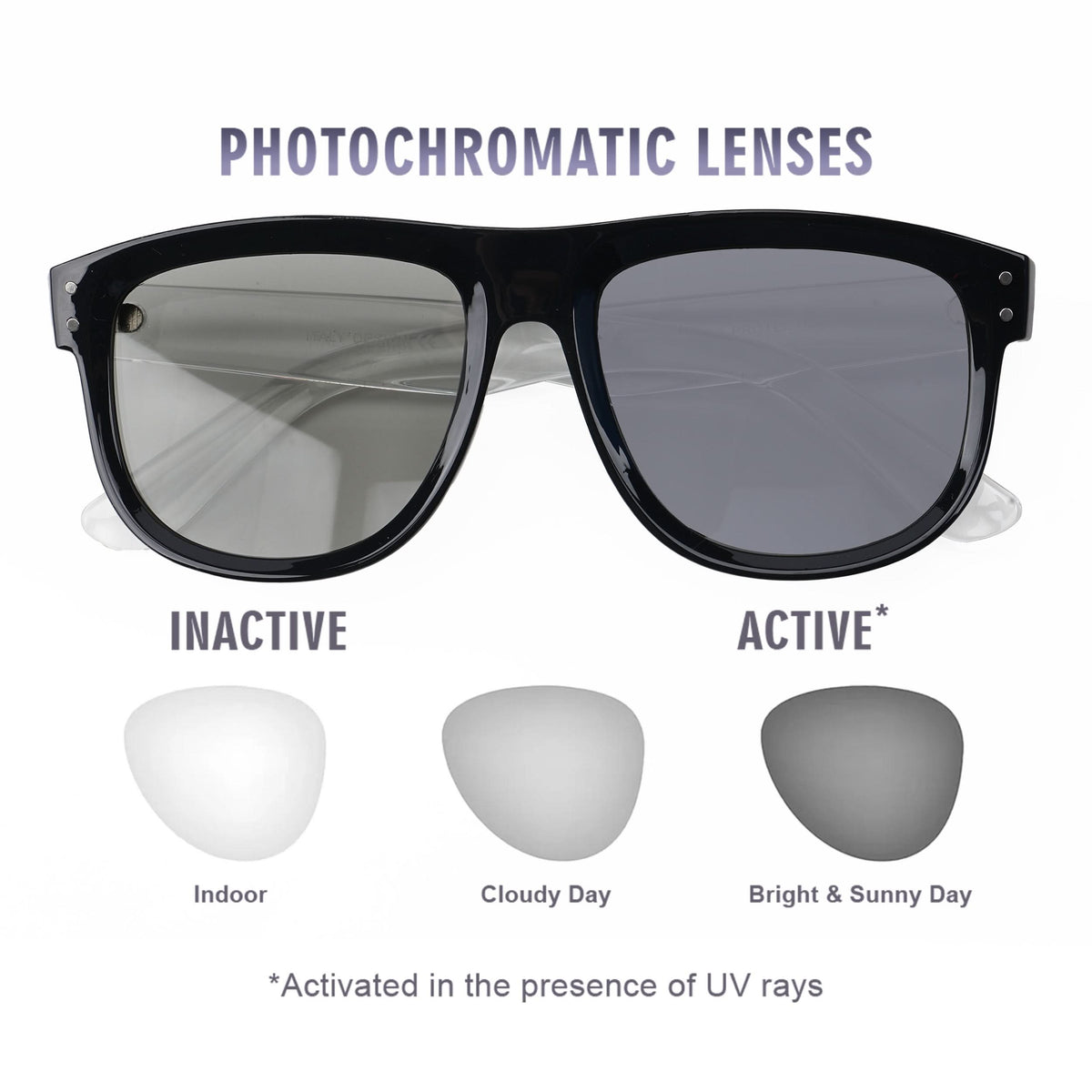 Eyejack Photochromic reverse technology Shine Black Sunglasses (1002CL615-C5)