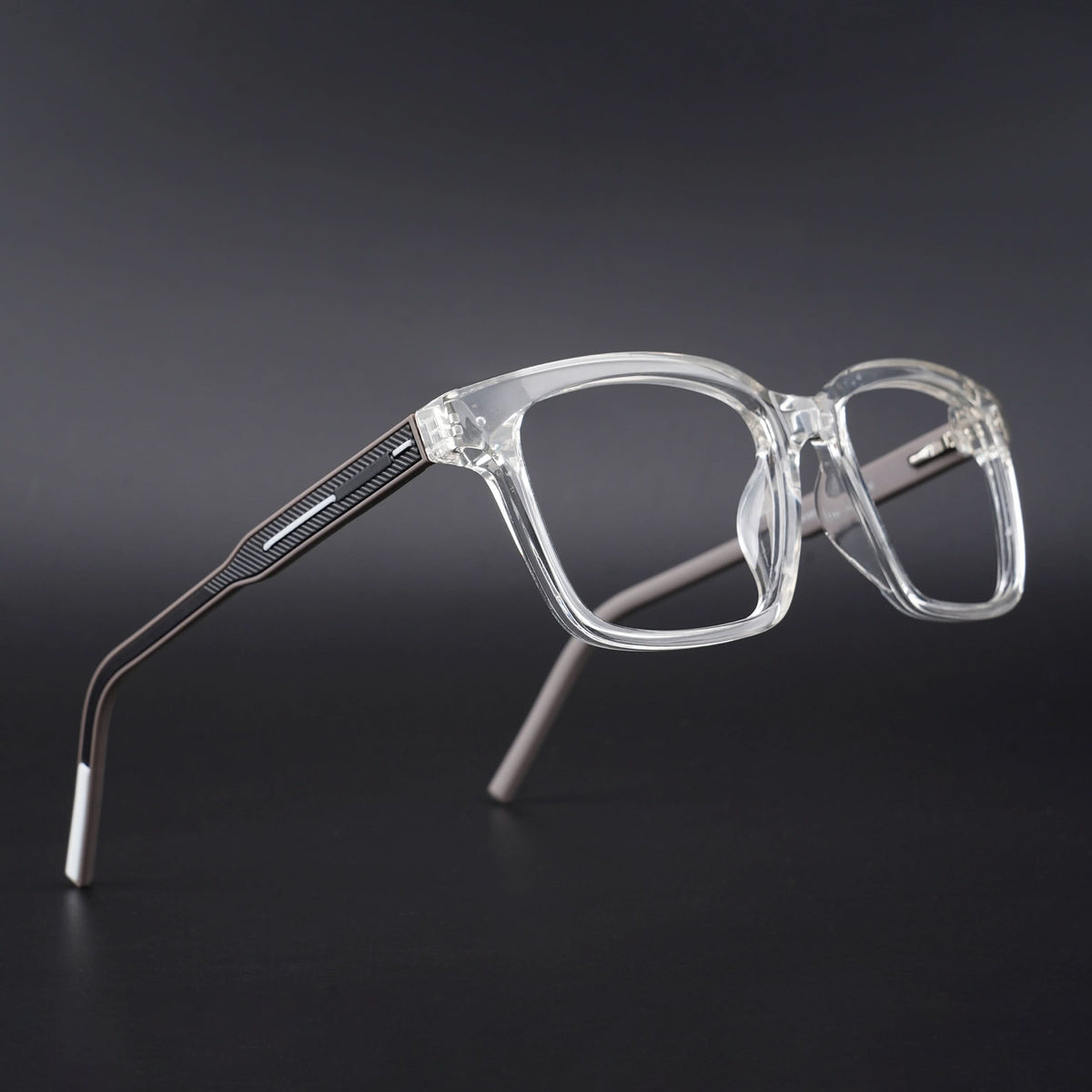 Eyejack Rush Transparent Square Eyeglasses for Men & Women (1002CL646-C2)