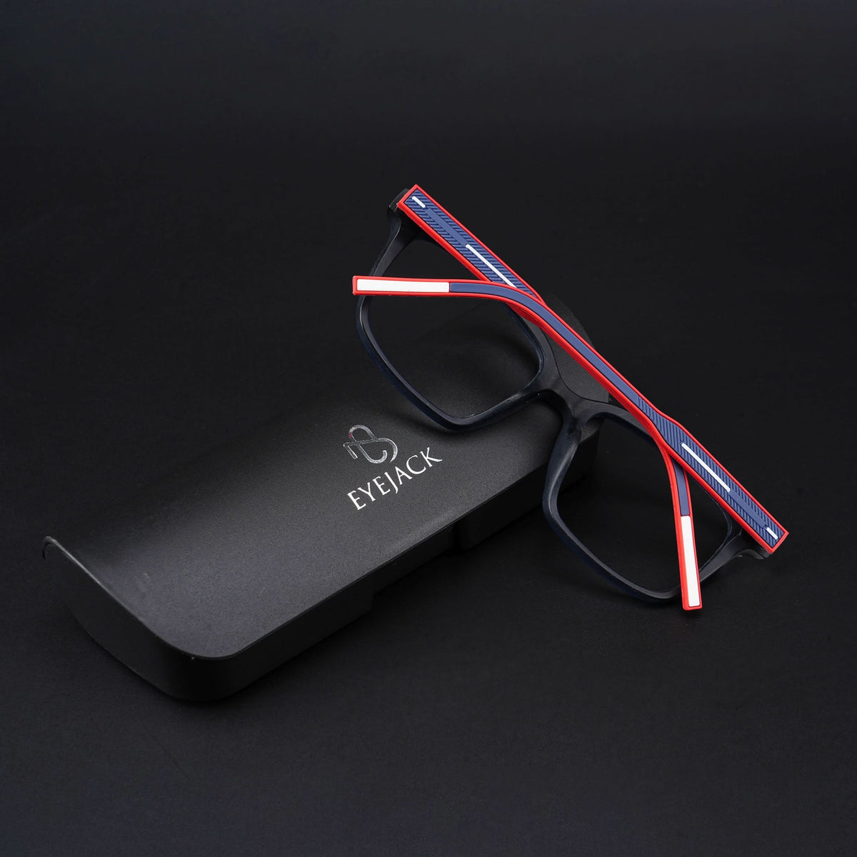 Eyejack Rush Navy Blue Square Eyeglasses for Men & Women (1002CL647-C3)