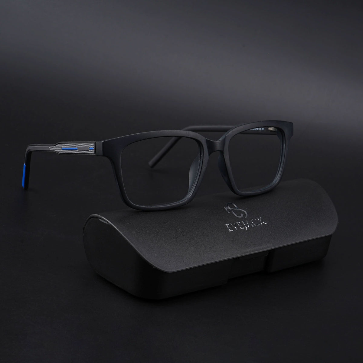 Eyejack Rush Matt Black Square Eyeglasses for Men & Women (1002CL651-C7)