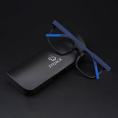 Eyejack Rush Navy Blue Square Eyeglasses for Men & Women (1002CL652-C8)