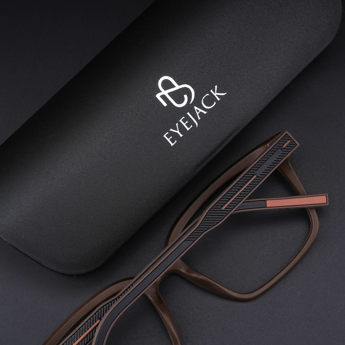 Eyejack Rush Matt Brown Square Eyeglasses for Men & Women (1002CL654-C10)