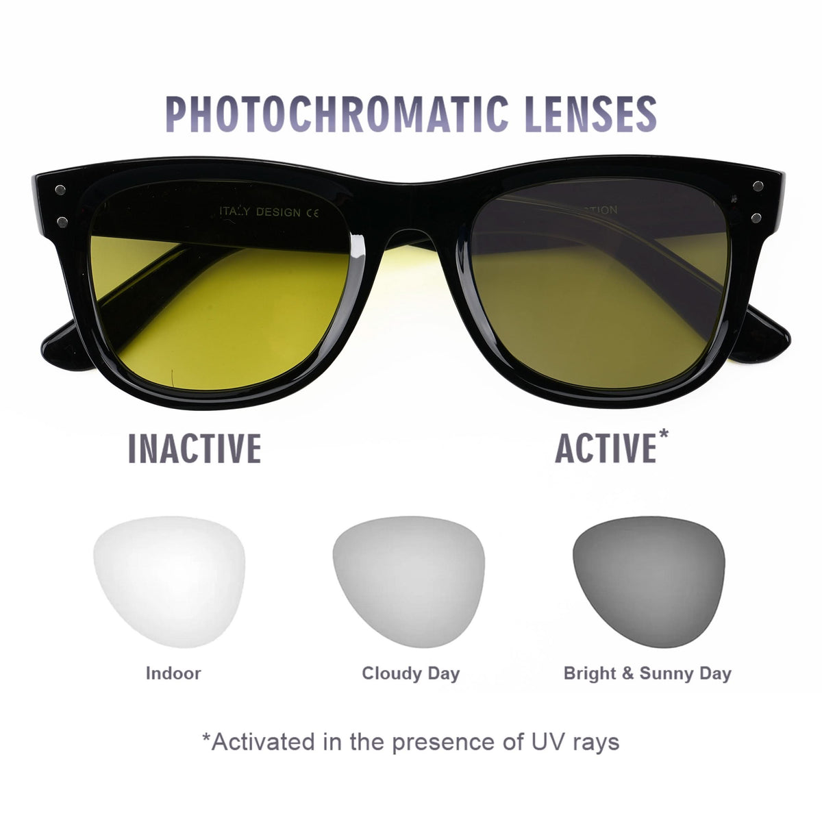 Eyejack Photochromic reverse technology Shine Black Sunglasses (1003CL631-C9)