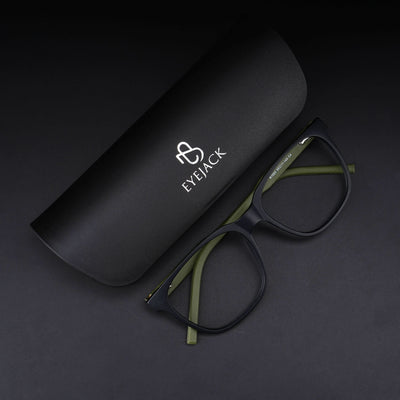 Eyejack Rush Matt Black Square Eyeglasses for Men & Women (1003CL659-C5)