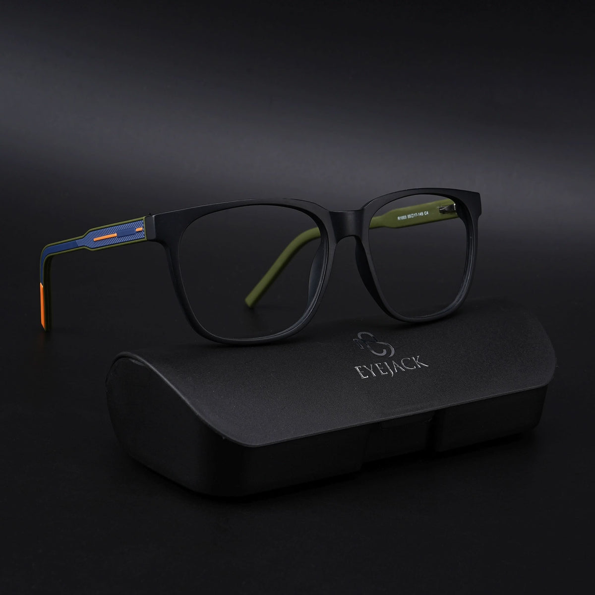 Eyejack Rush Matt Black Square Eyeglasses for Men & Women (1003CL659-C5)