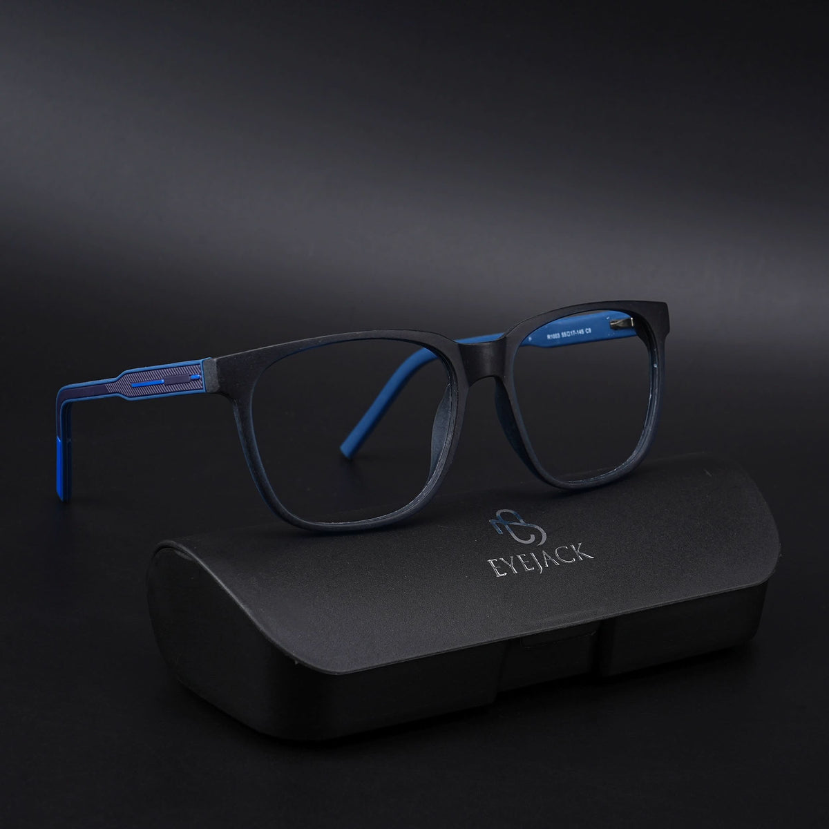 Eyejack Rush Navy Blue Square Eyeglasses for Men & Women (1003CL662-C8)