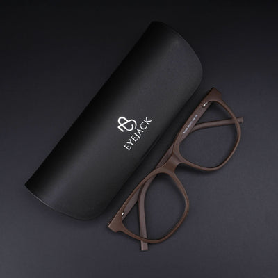 Eyejack Rush Matt Brown Square Eyeglasses for Men & Women (1003CL664-C10)