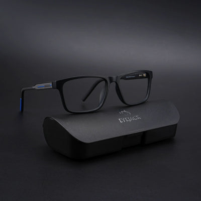 Eyejack Rush Matt Black Square Eyeglasses for Men & Women (1004CL671-C7)