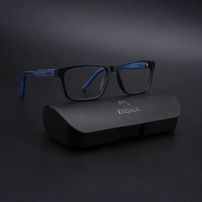 Eyejack Rush Navy Blue Square Eyeglasses for Men & Women (1004CL672-C8)
