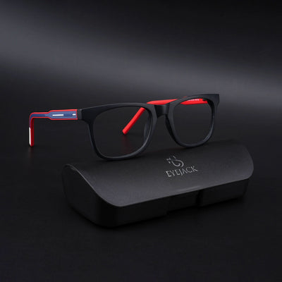 Eyejack Rush Matt Black Square Eyeglasses for Men & Women (1005CL677-C3)