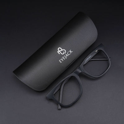 Eyejack Rush Matt Black Square Eyeglasses for Men & Women (1005CL681-C7)
