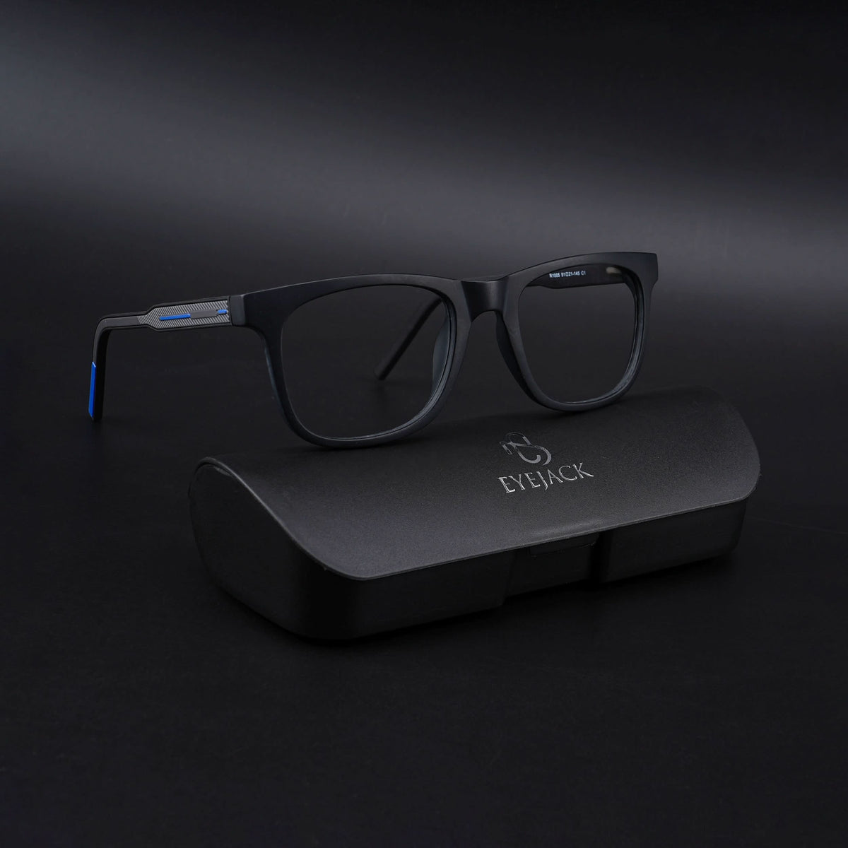 Eyejack Rush Matt Black Square Eyeglasses for Men & Women (1005CL681-C7)