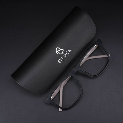 Eyejack Rush Matt Black Square Eyeglasses for Men & Women (1006CL685-C1)