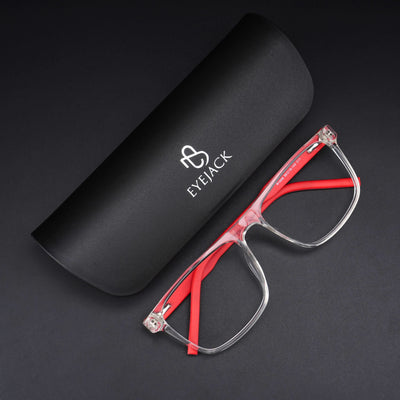 Eyejack Rush Transparent Square Eyeglasses for Men & Women (1006CL688-C4)