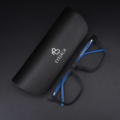 Eyejack Rush Navy Blue Square Eyeglasses for Men & Women (1006CL692-C8)