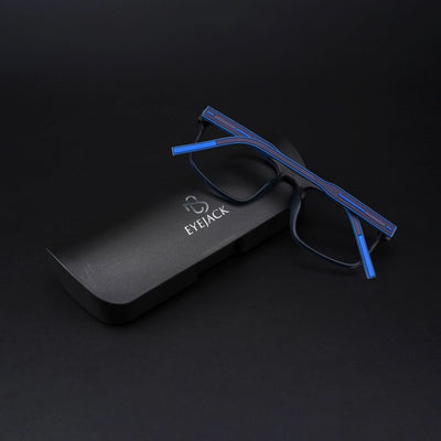 Eyejack Rush Navy Blue Square Eyeglasses for Men & Women (1007CL702-C8)