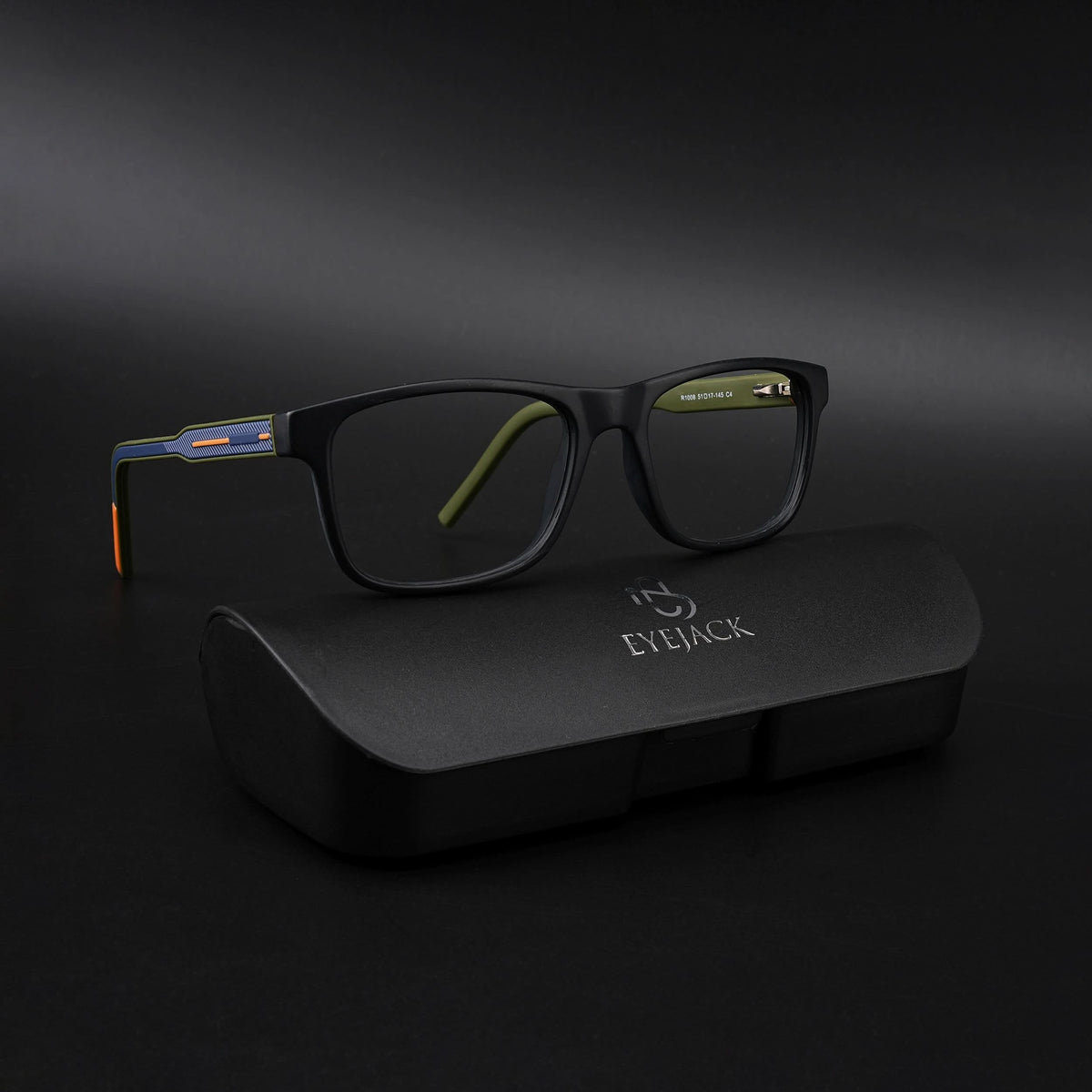 Eyejack Rush Matt Black Square Eyeglasses for Men & Women (1008CL709-C5)