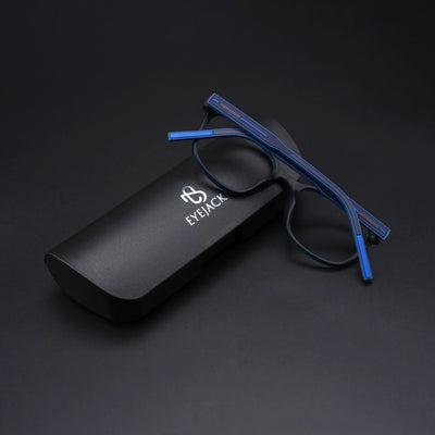 Eyejack Rush Navy Blue Square Eyeglasses for Men & Women (1009CL722-C8)