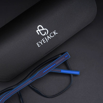 Eyejack Rush Navy Blue Square Eyeglasses for Men & Women (1010CL732-C8)