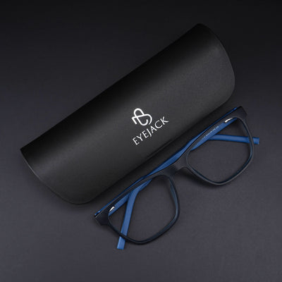 Eyejack Rush Navy Blue Square Eyeglasses for Men & Women (1010CL732-C8)