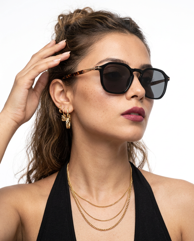 Eyejack Black Square Sunglasses for Men & Women (1115CL1085)
