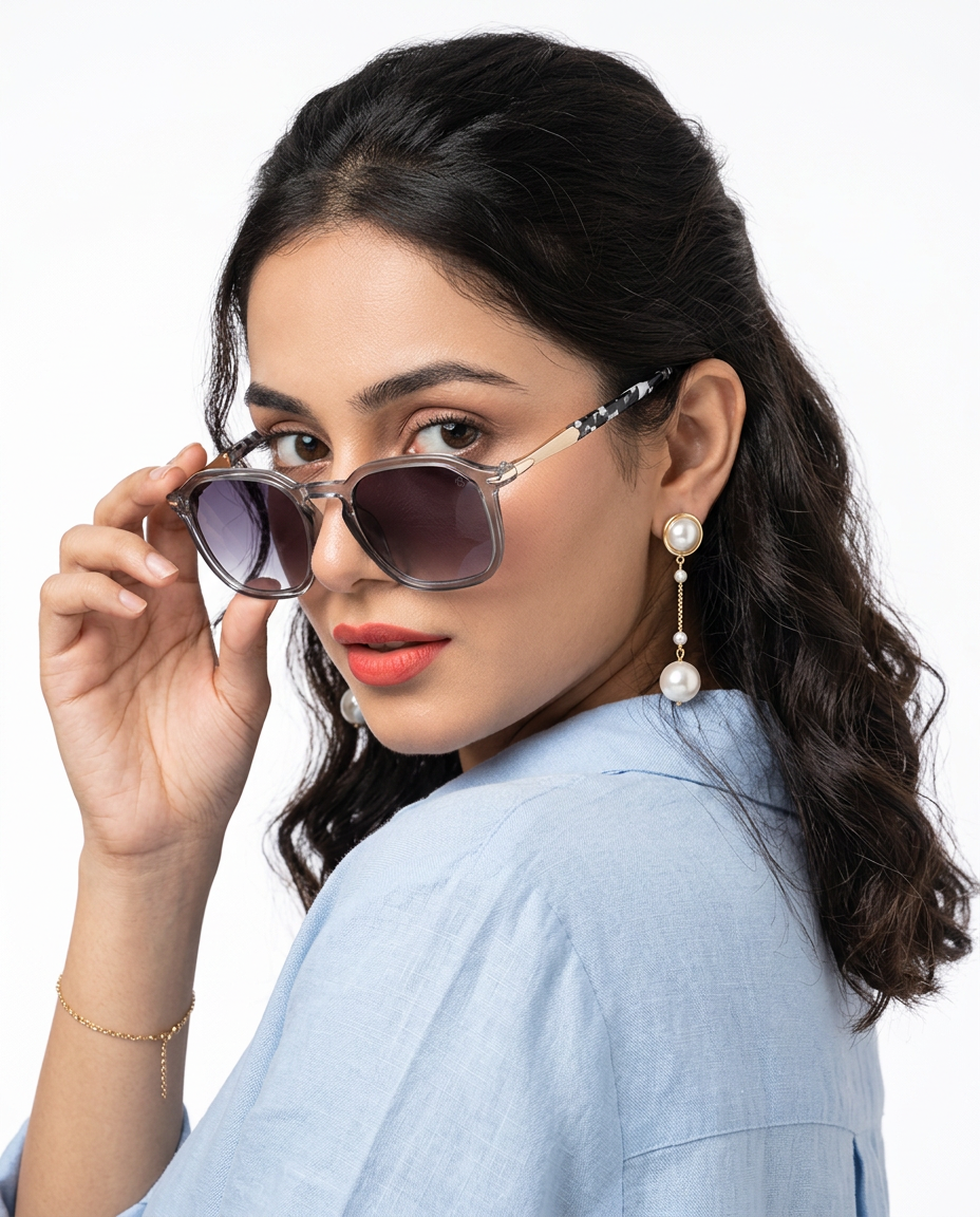 Eyejack Transparent Grey Square Sunglasses for Men & Women (1115CL1086)