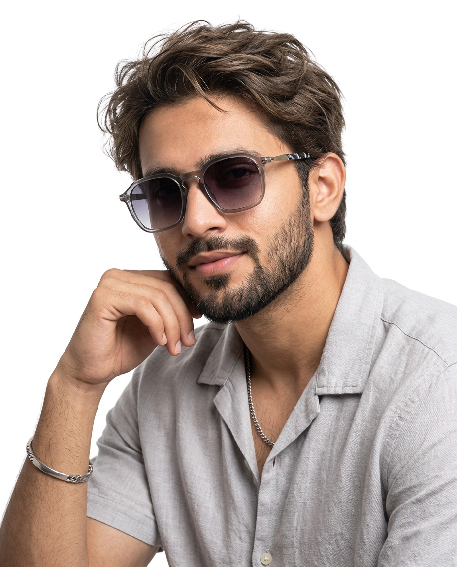 Eyejack Transparent Grey Square Sunglasses for Men & Women (1115CL1086)