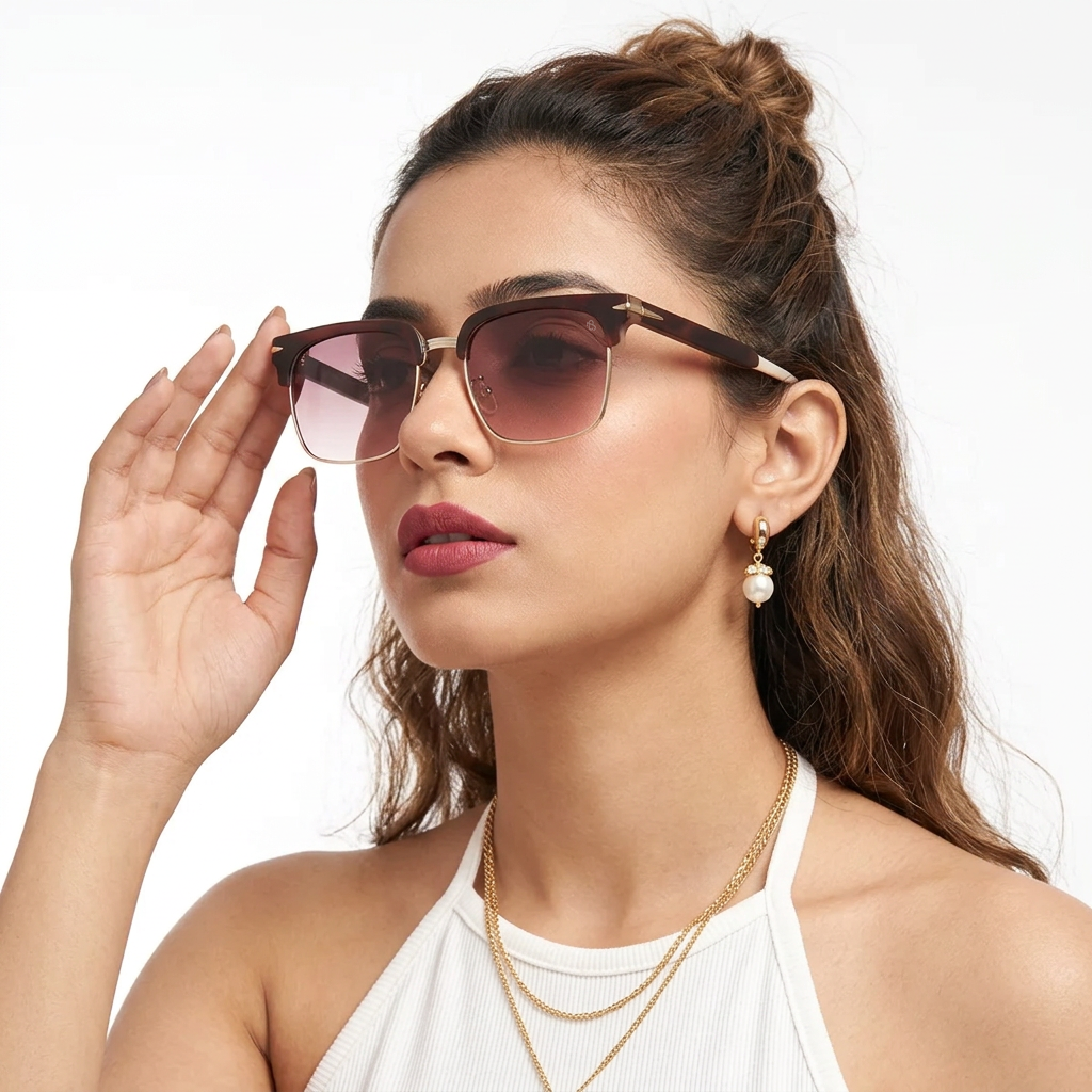 Eyejack Brown & Golden Square Sunglasses for Men & Women (1119CL1090)