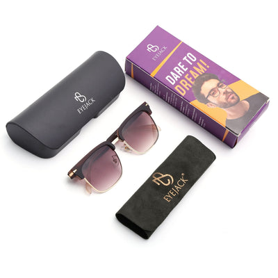 Eyejack Brown & Golden Square Sunglasses for Men & Women (1119CL1090)