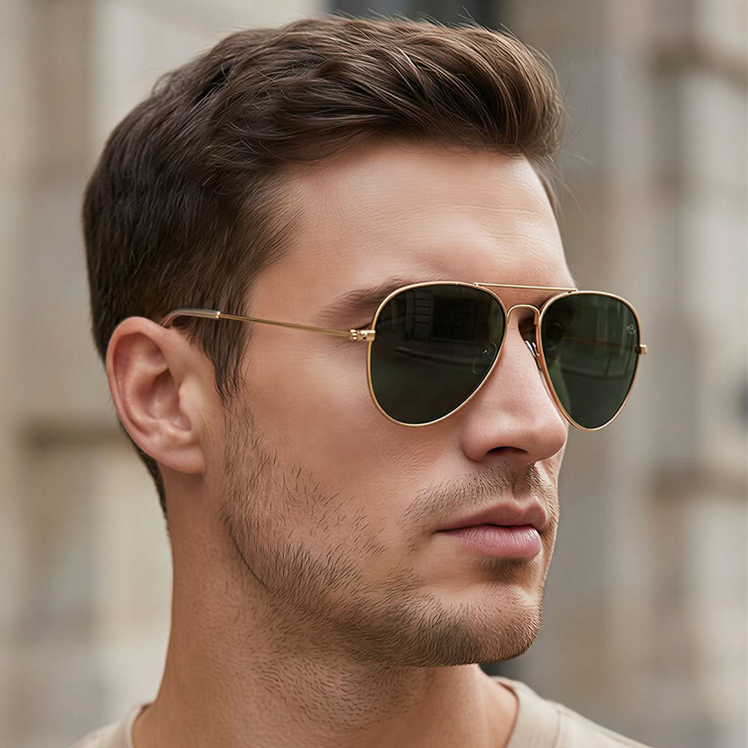 Classic Golden Aviator I Green Lense - (3025CL981)