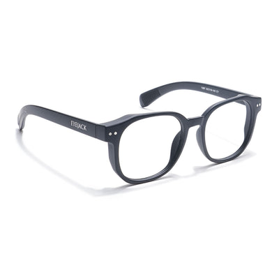 Eyejack Thunder Black Round Eyeglasses for Men & Women (1387CL559-C1)