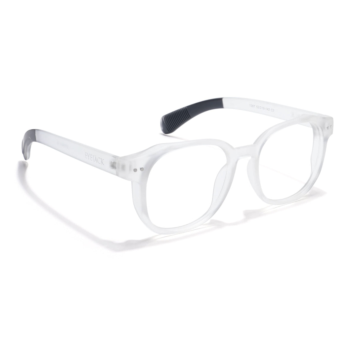 Eyejack Thunder Matt Transparent Round Eyeglasses for Men & Women (1387CL562-C4)