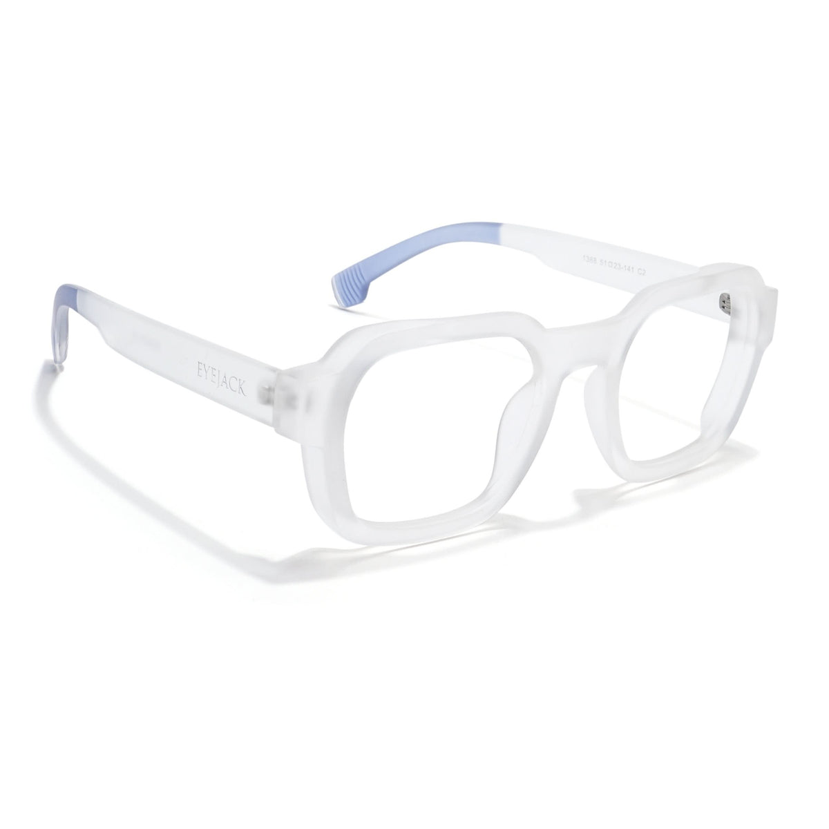 Eyejack Thunder Matt Transparent Square Eyeglasses for Men & Women (1388CL565-C2)