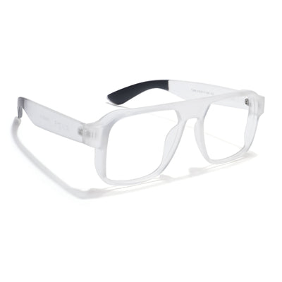 Eyejack Thunder Matt Transparent Square Eyeglasses for Men & Women (1389CL570-C2)