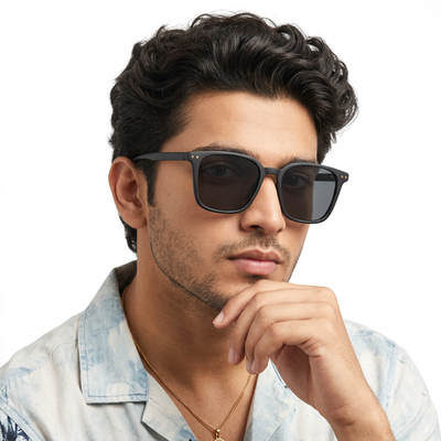 Eyejack Black Square Sunglasses for Men & Women (15902CL1056)