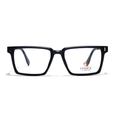 Eyejack Black Rectangle Eyeglasses for Men & Women (162001FCL2436)