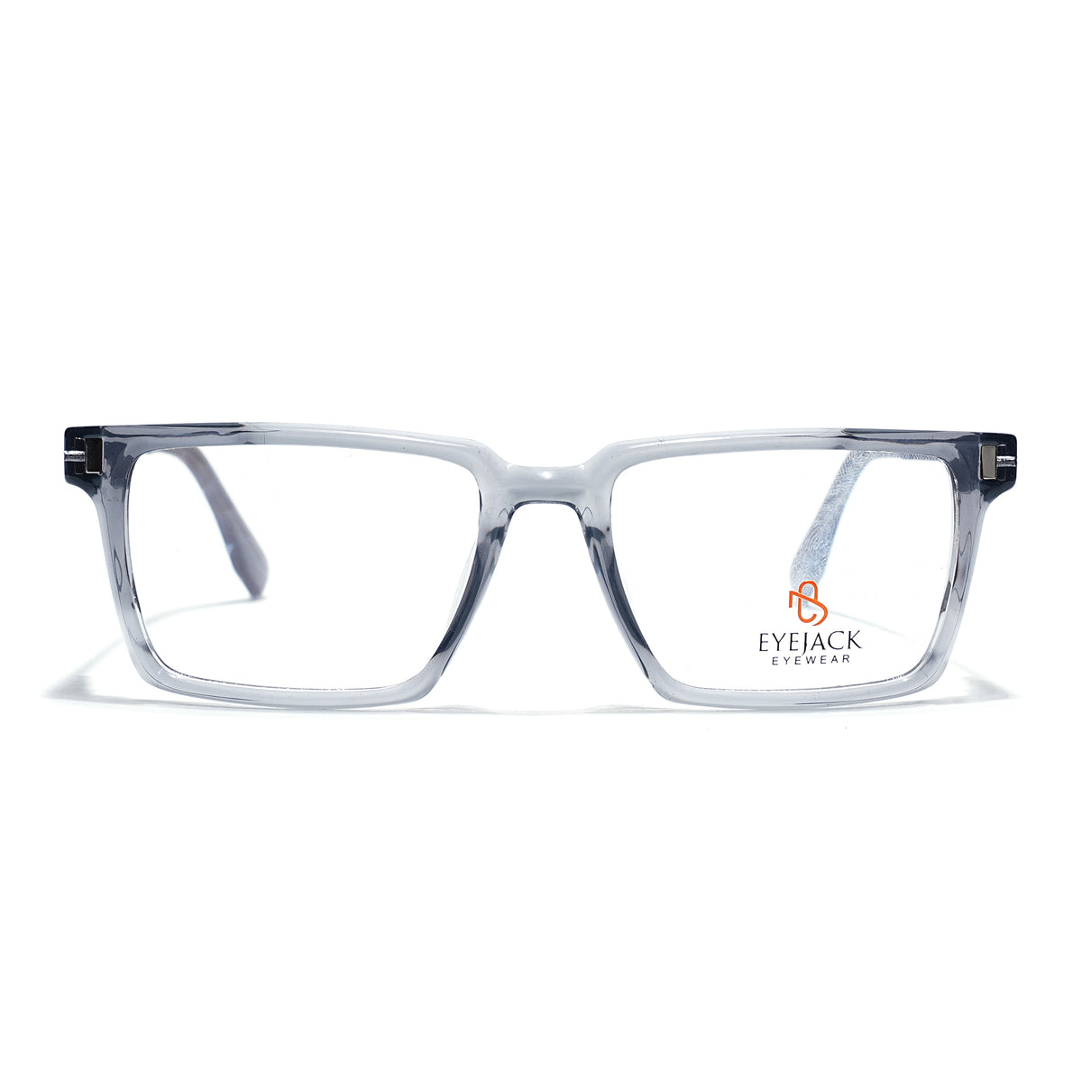 Eyejack Transparent Grey Rectangle Eyeglasses for Men & Women (162001FCL2441)