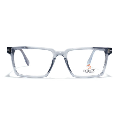 Eyejack Transparent Grey Rectangle Eyeglasses for Men & Women (162001FCL2441)